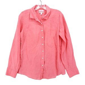 J Crew Pink 100% Linen Perfect Shirt Style 42841 Long Sleeve Size 6